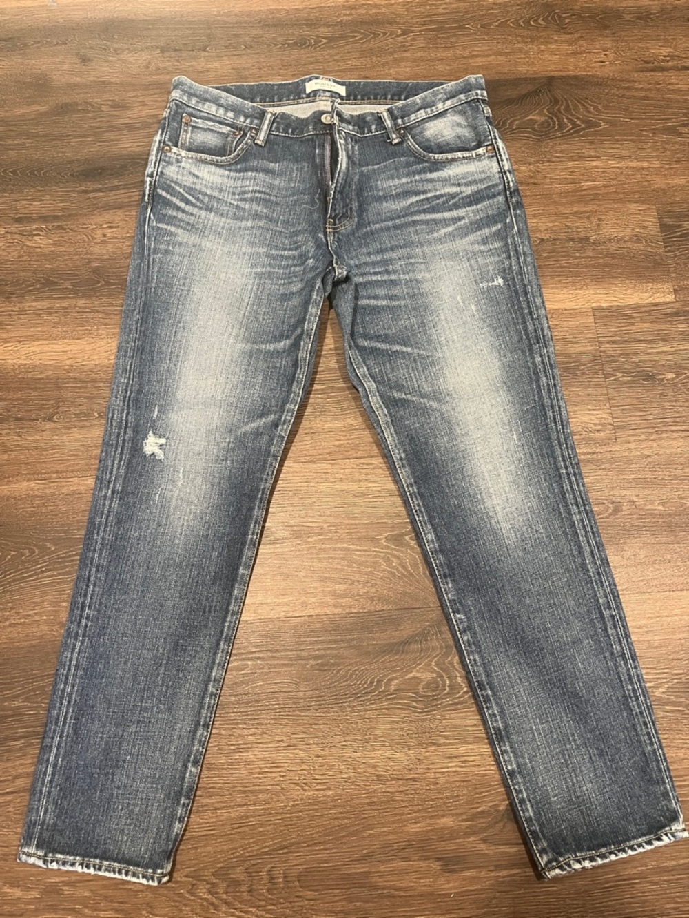 Moussy Slim Straight Faded Blue Jeans